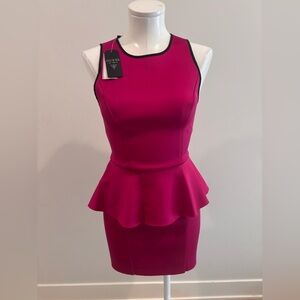 GUESS Fuchsia Peplum Mini Dress. Size 2